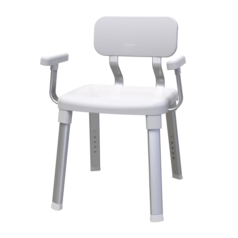 Shower chair with backrest and armrests